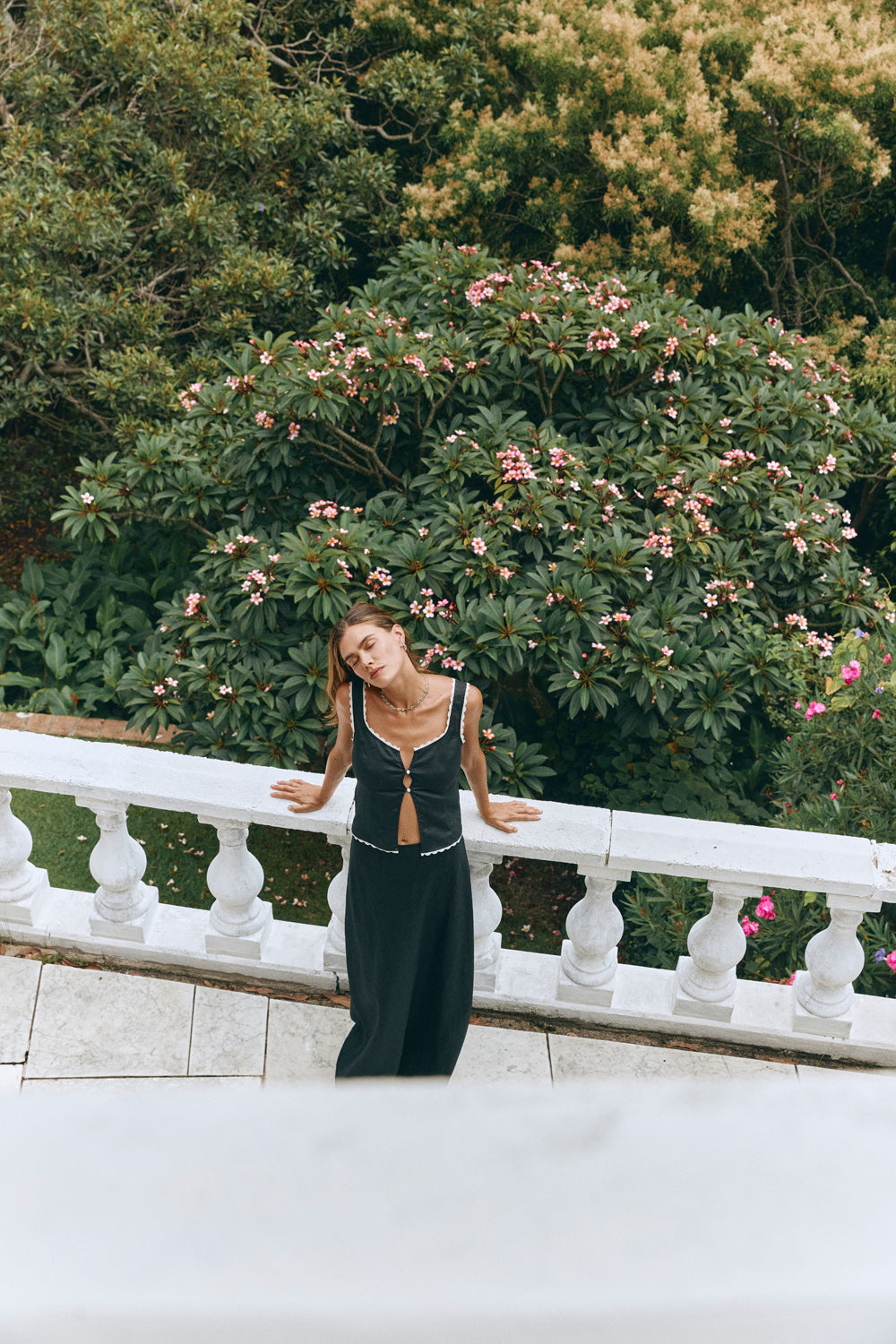 Collective Tops - Love Language Linen Button Front Top Black sixth image