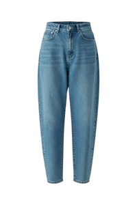 Lex Mid Rise Barrel Denim Jeans Blue