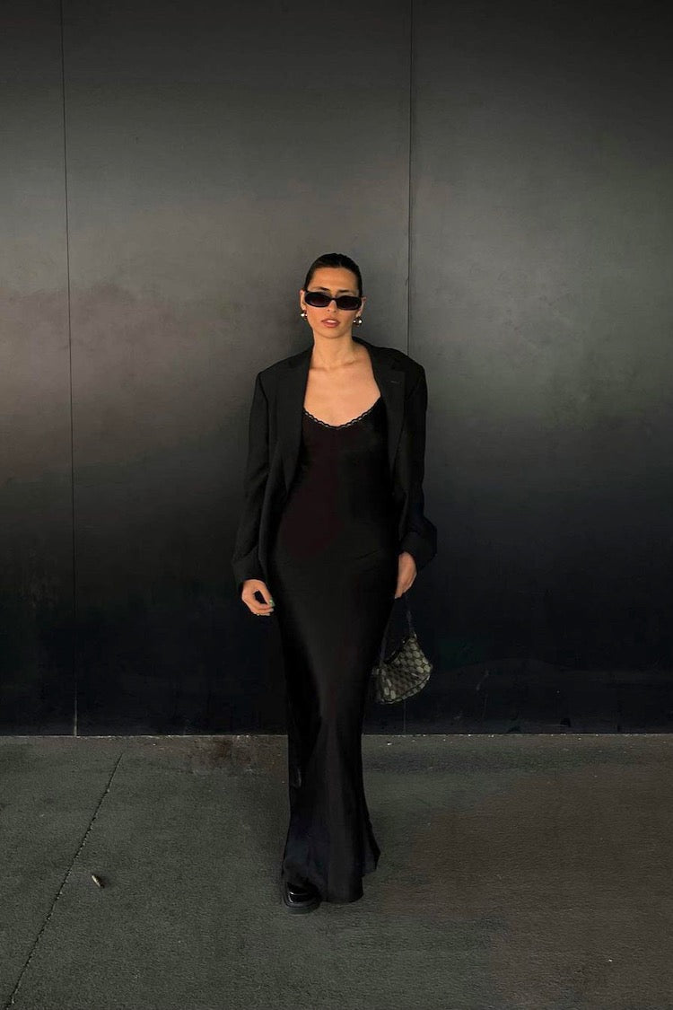 Isle Of Paradise Bias Cut Maxi Dress Black