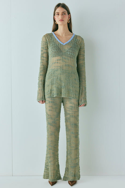 Aliya Knit Flare Pants Khaki - size:Holly:S