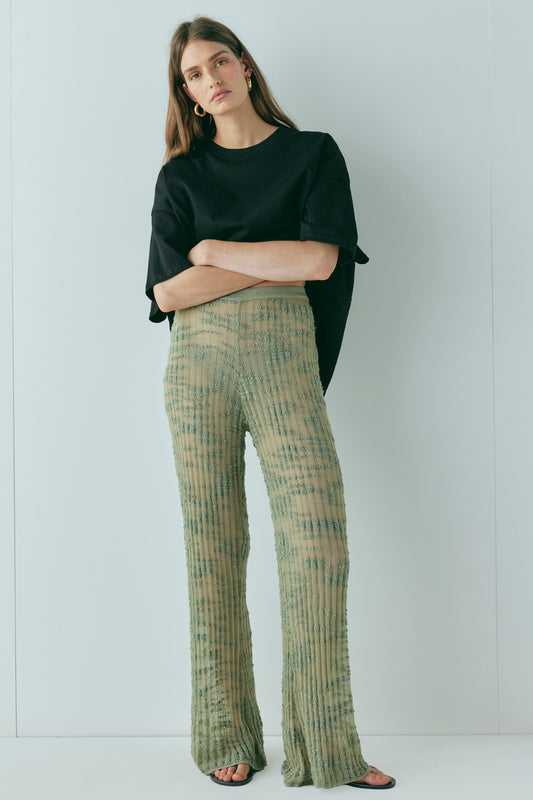 Aliya Knit Flare Pants Khaki - size:Holly:S