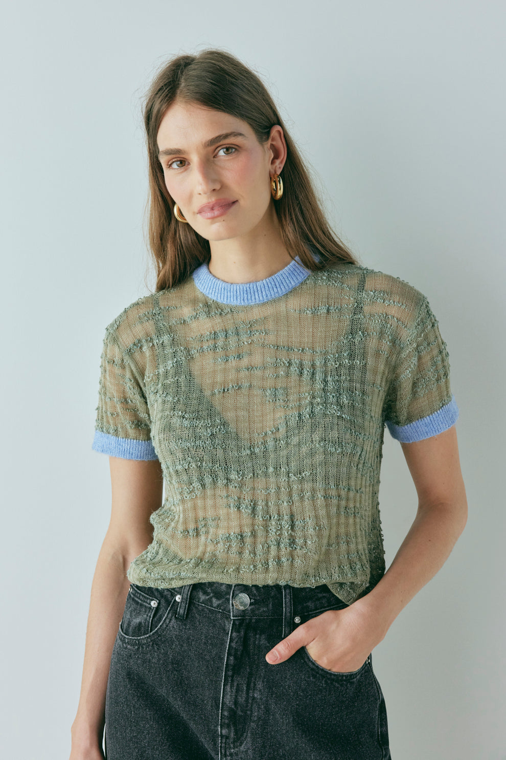 Elvi Knit Top Khaki – VRG GRL - Main Image
