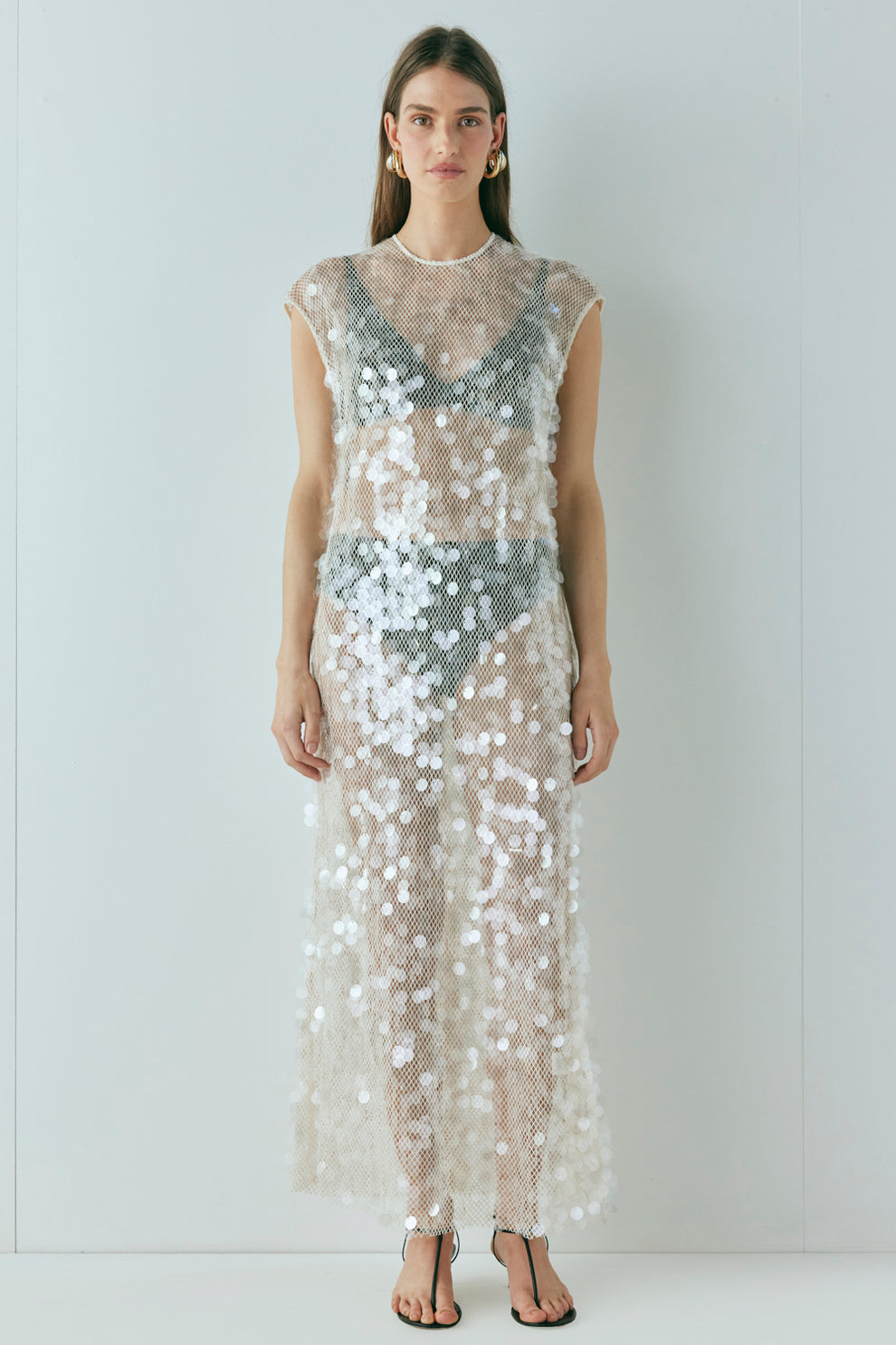 Astrid Sequin Maxi Dress Cream VRG GRL Astrid Sequin Maxi Dress Cream VRG GRL