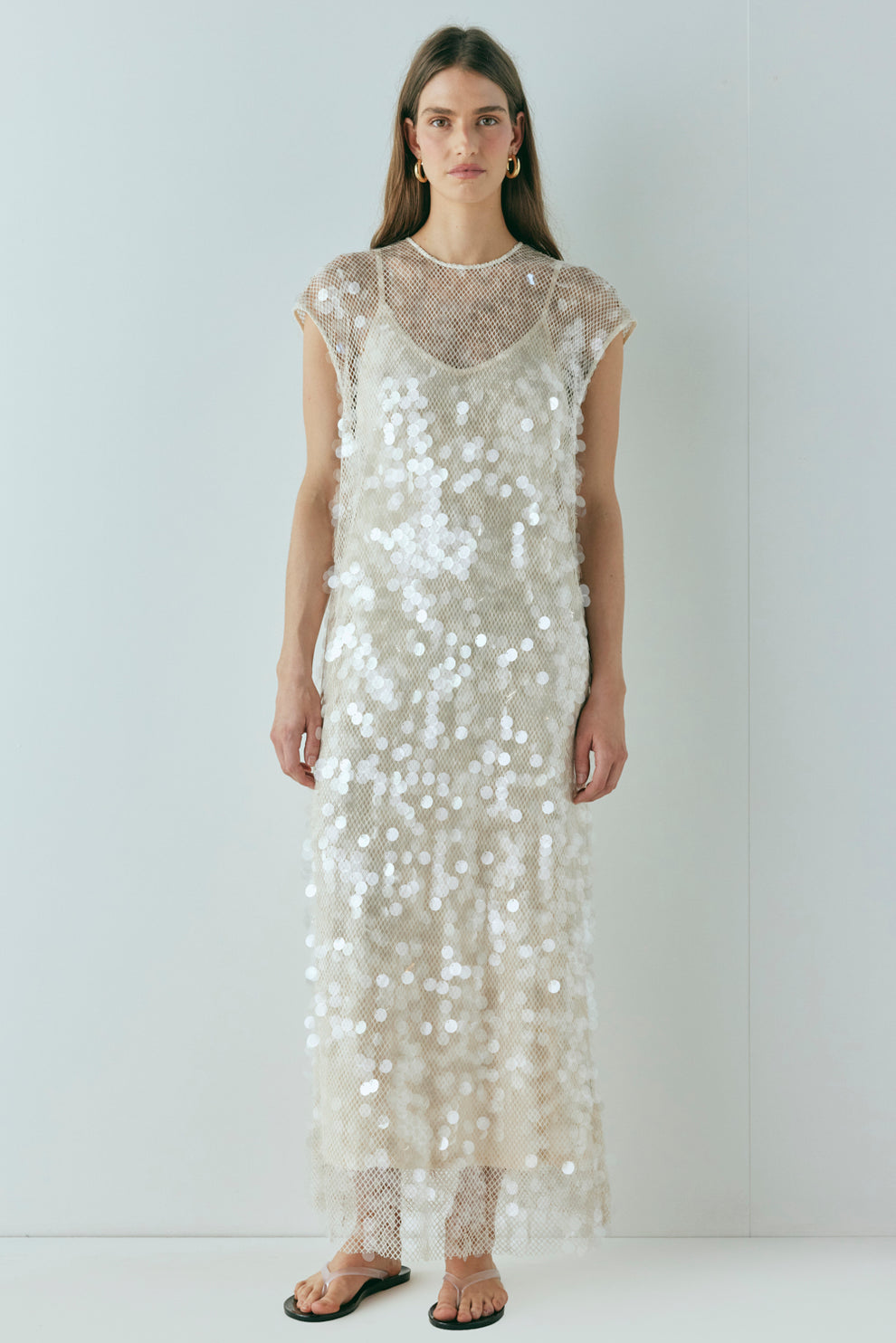 Astrid Sequin Maxi Dress Cream VRG GRL Astrid Sequin Maxi Dress Cream VRG GRL