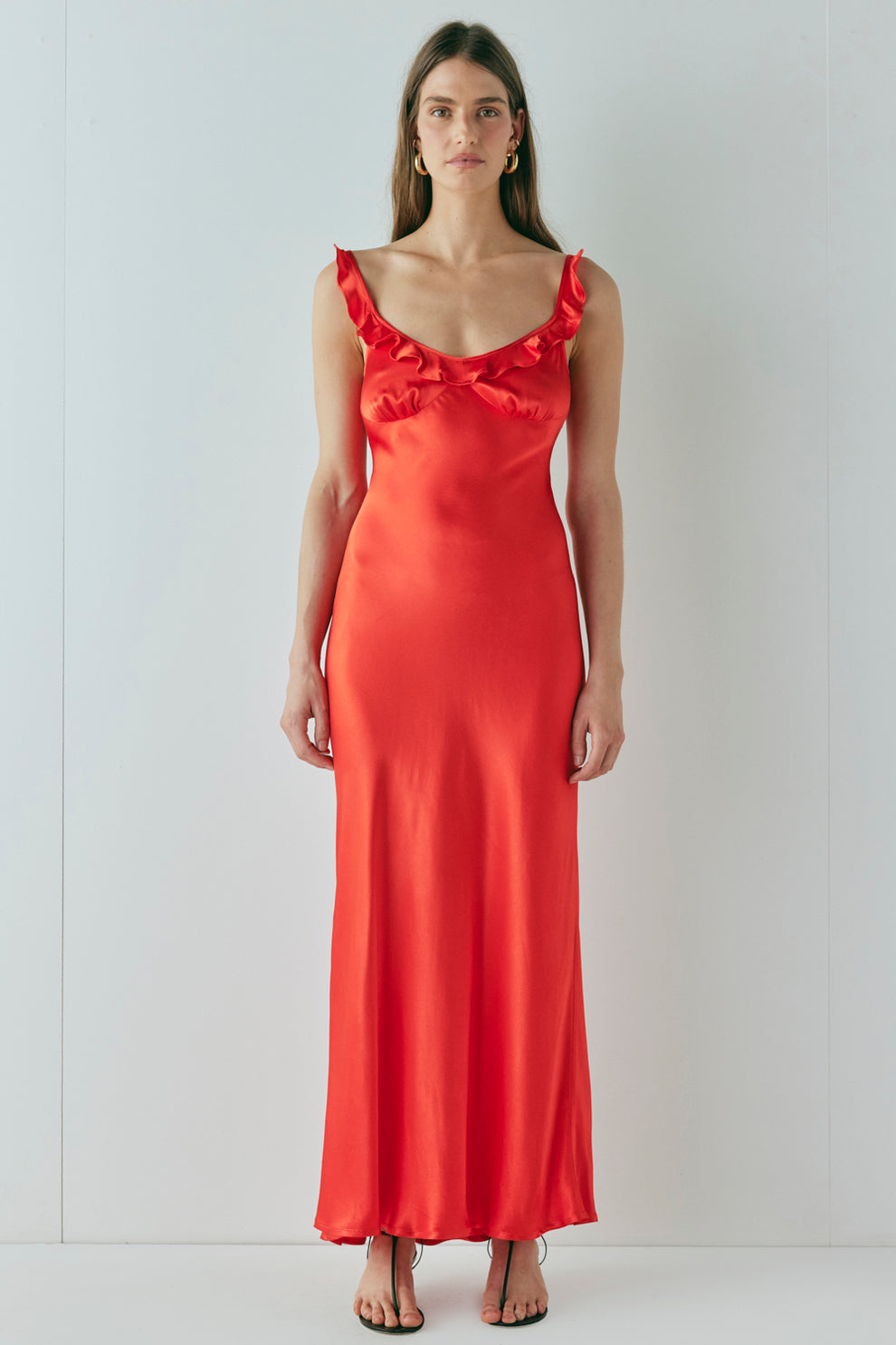 red bias cut dress Red Satin Slip Dress