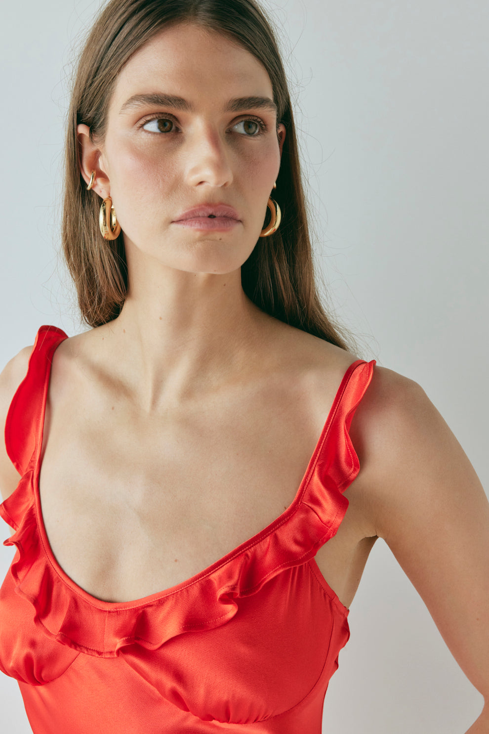 Rosalia Satin Bias Cut Maxi Dress Red VRG GRL Rosalia Satin Bias Cut Maxi Dress Red VRG GRL