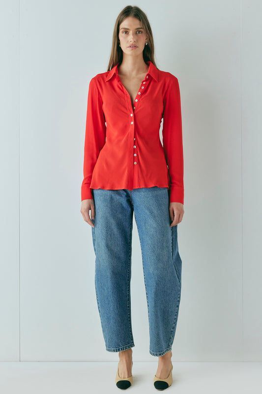 Mila Bias Shirt Red - size:Holly:AU 8 / US 4