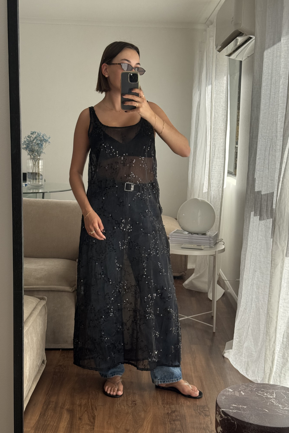 Neve Sequin Midi Dress Black