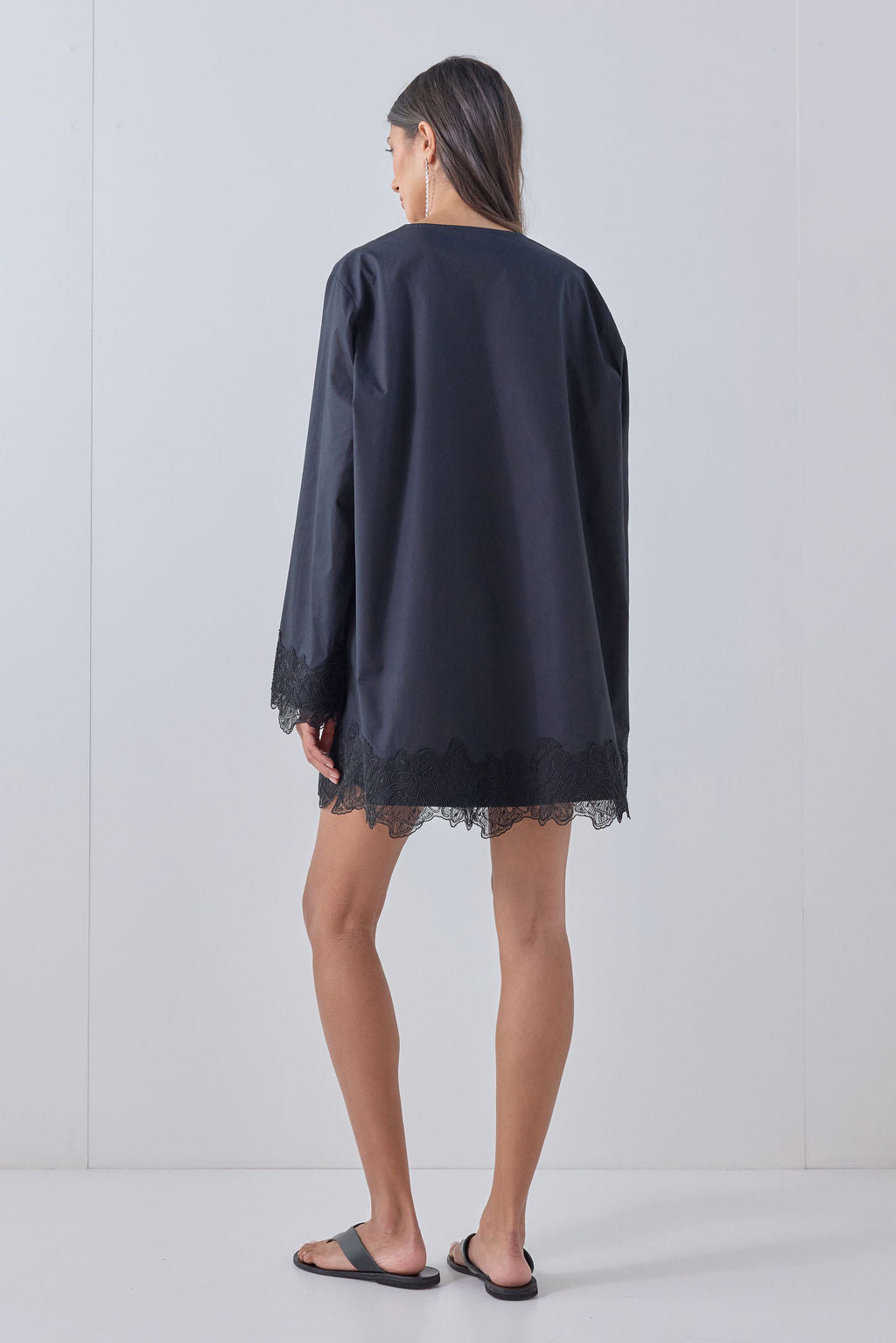 Marley Lace Trim Mini Dress Black 