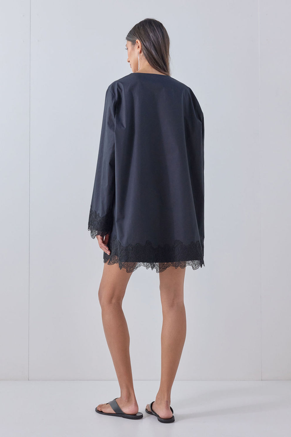 Marley Lace Trim Mini Dress Black 