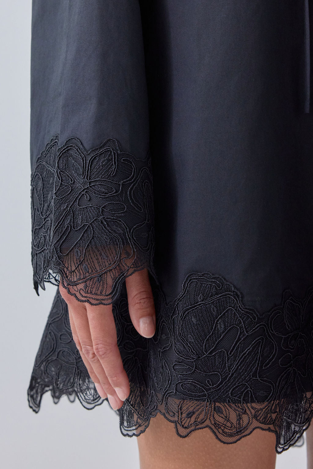 Marley Lace Trim Mini Dress Black 
