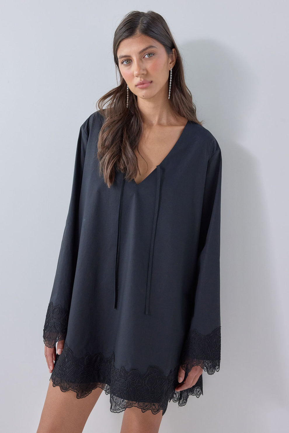 Marley Lace Trim Mini Dress Black 