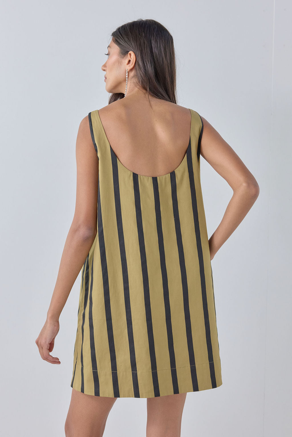 Flora Mini Dress Tan Stripe 