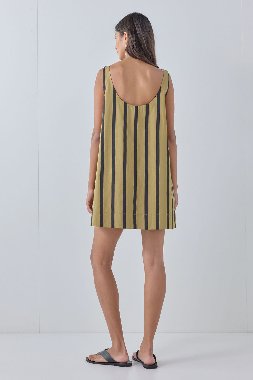 Flora Mini Dress Tan Stripe 