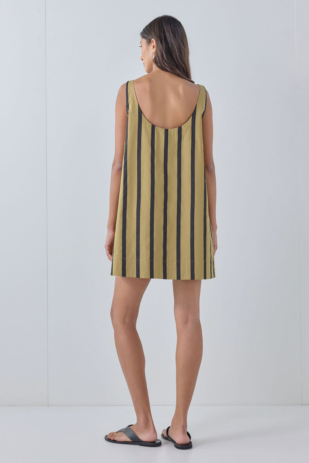 Flora Mini Dress Tan Stripe 