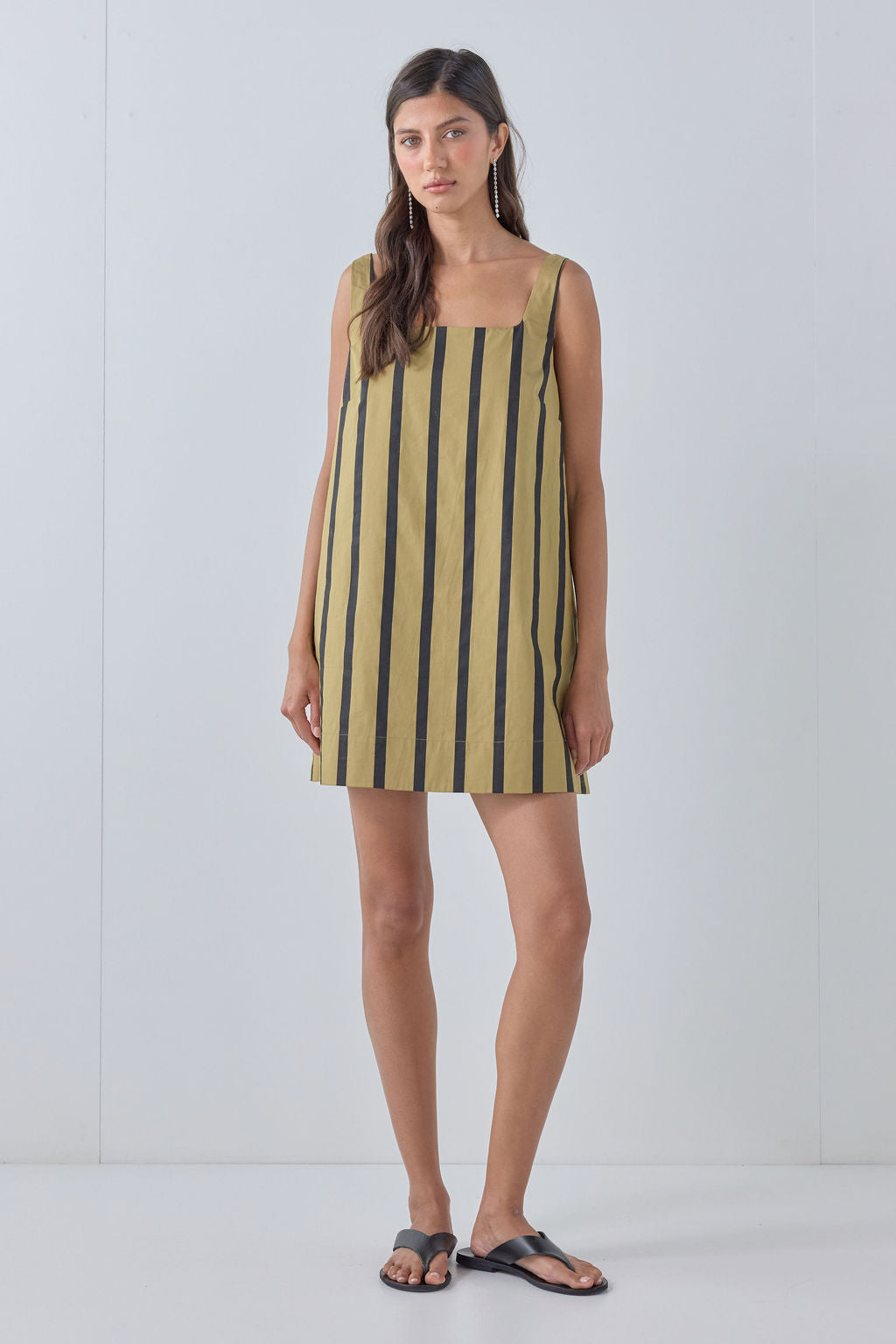 Flora Mini Dress Tan Stripe 