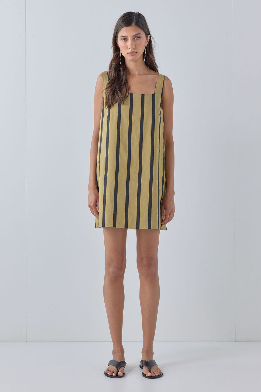Flora Mini Dress Tan Stripe 