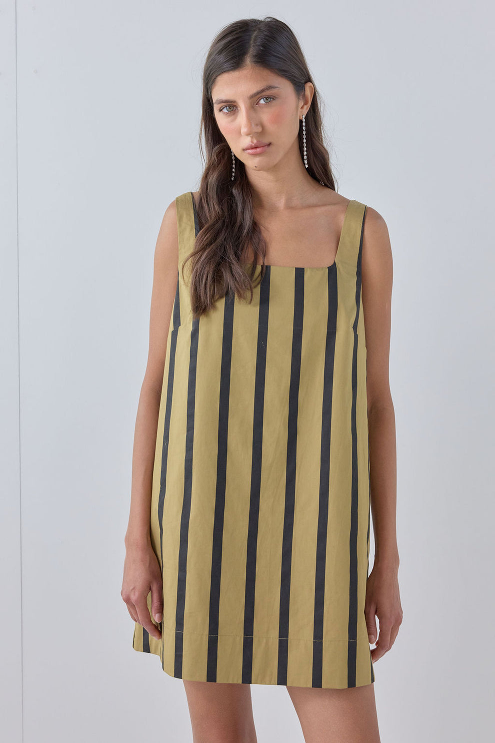 Flora Mini Dress Tan Stripe - size:Aida:AU 6 / US 2
