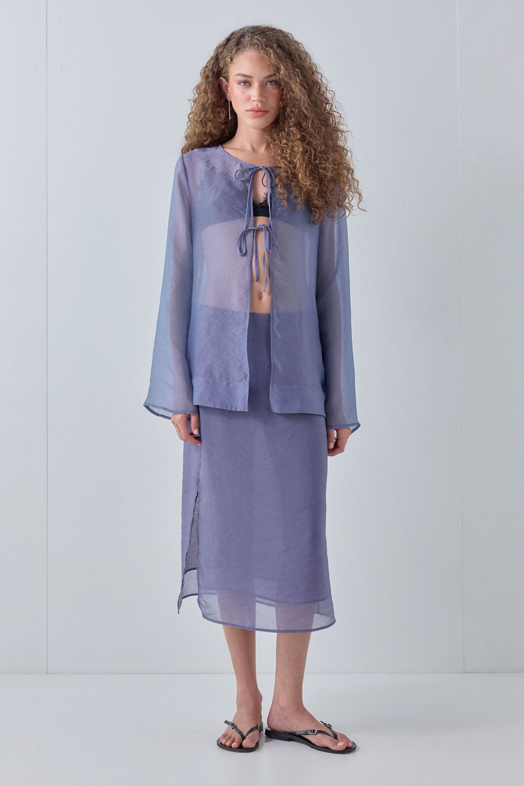 Rosanna Sheer Midi Skirt Indigo 