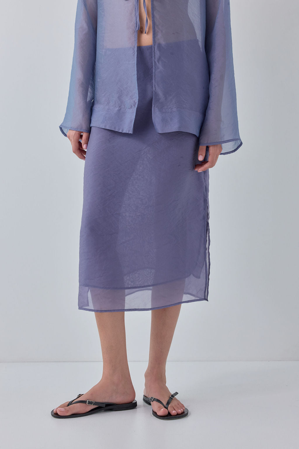 Rosanna Sheer Midi Skirt Indigo 