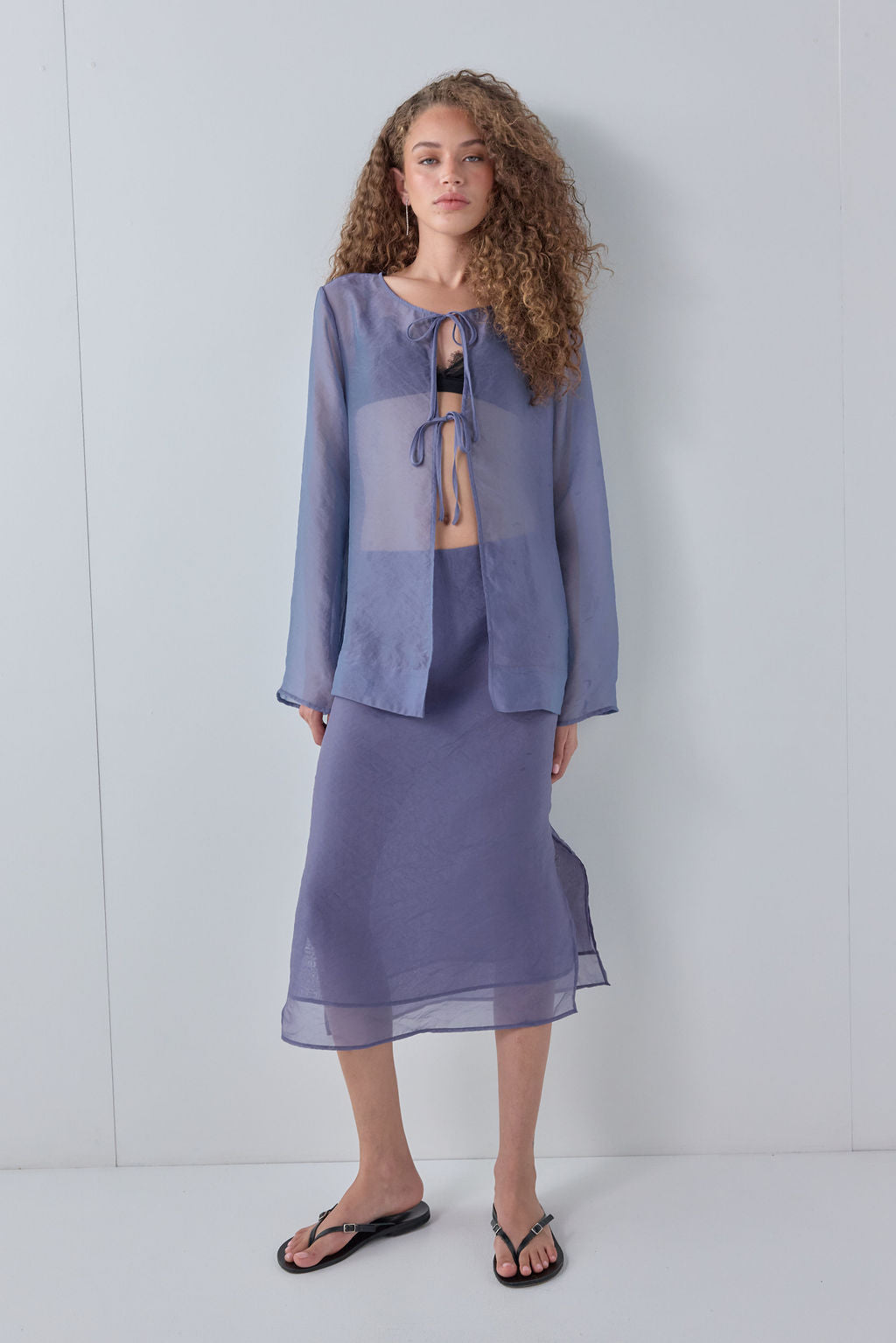 Rosanna Sheer Midi Skirt Indigo
