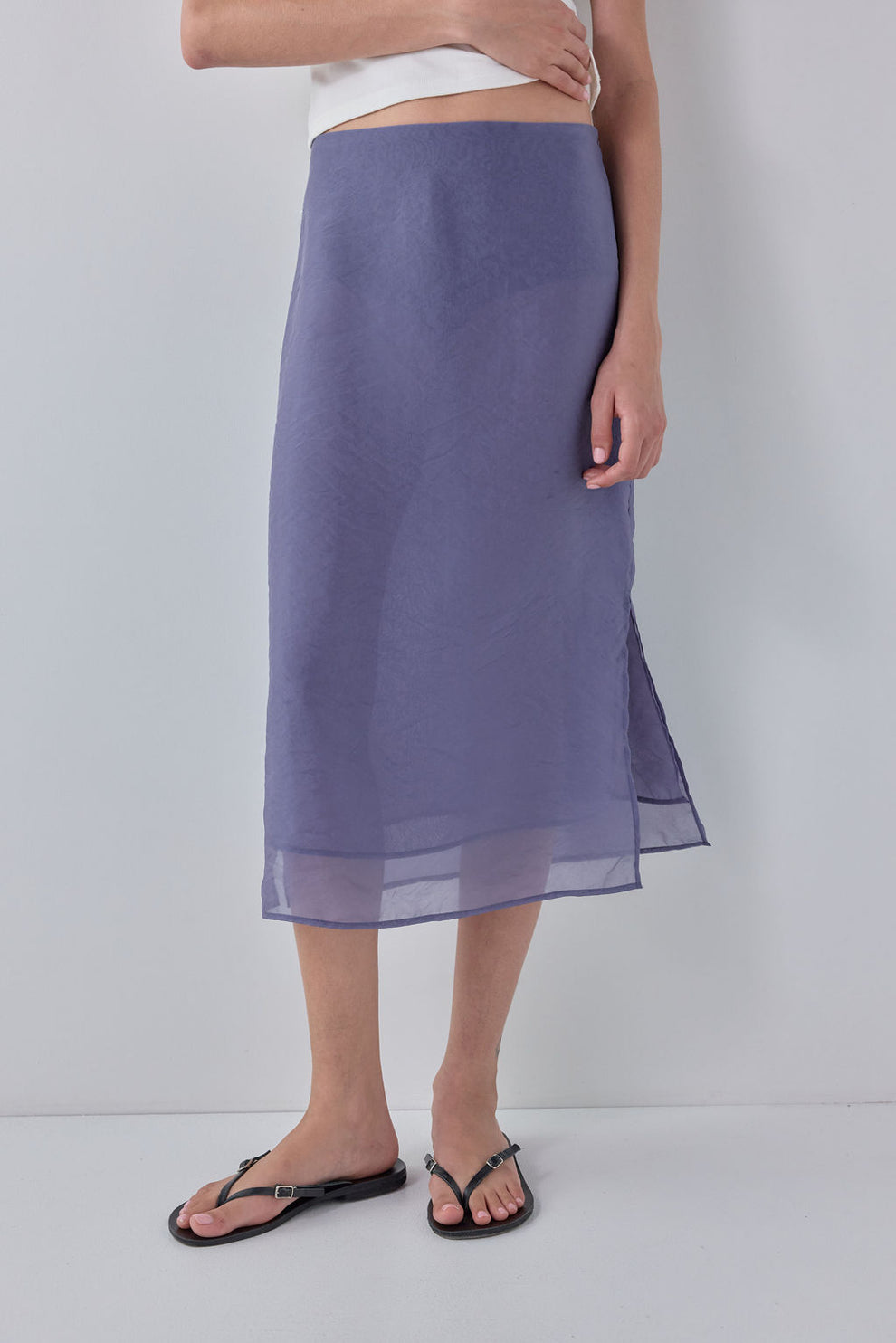 Rosanna Sheer Midi Skirt Indigo 