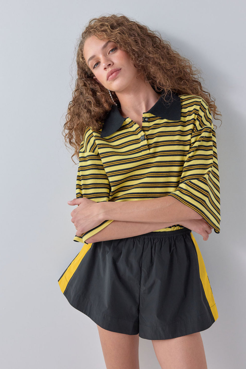 Kinsley Short Sleeve Polo Yellow Stripe