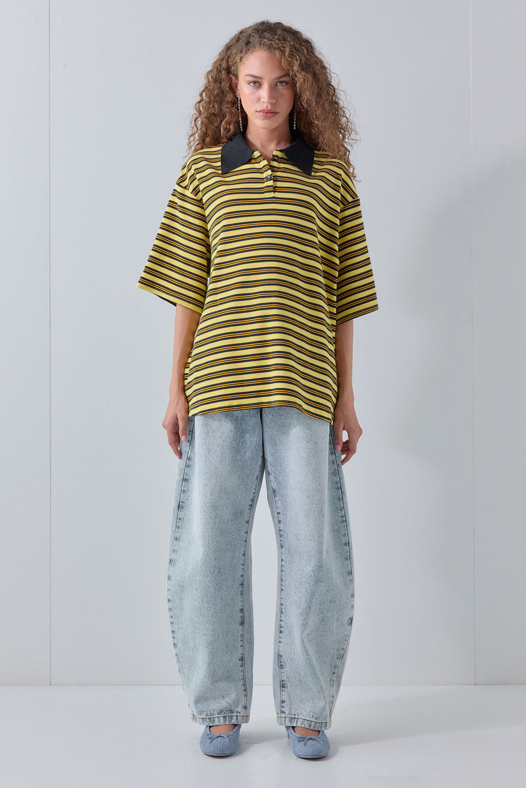 Kinsley Short Sleeve Polo Yellow Stripe