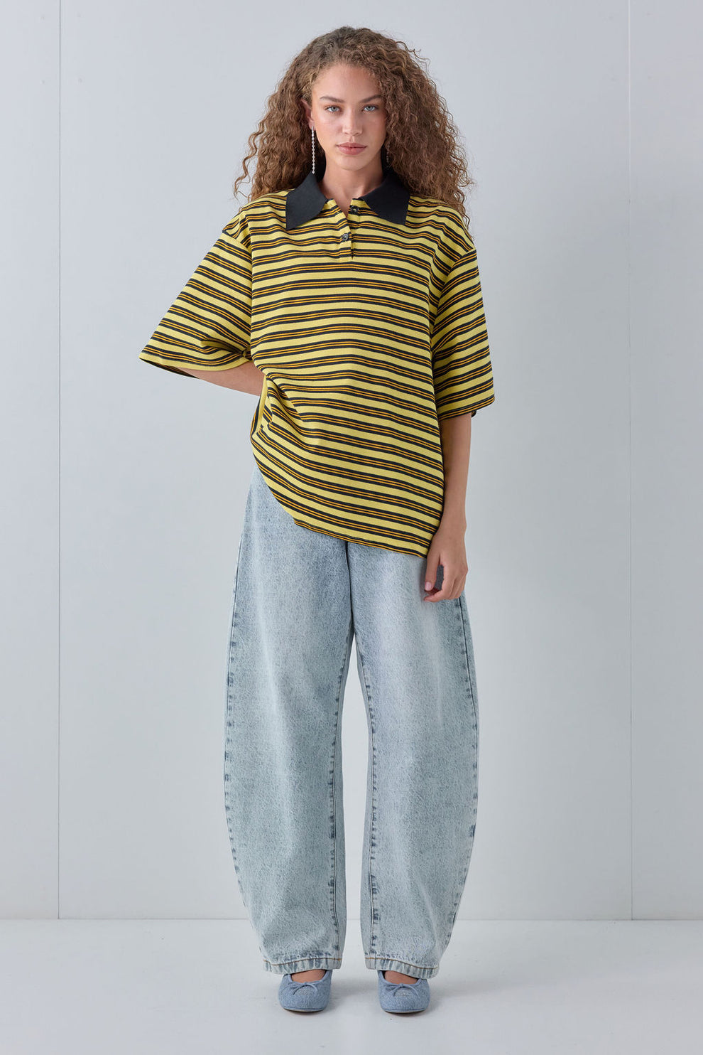 Kinsley Short Sleeve Polo Yellow Stripe