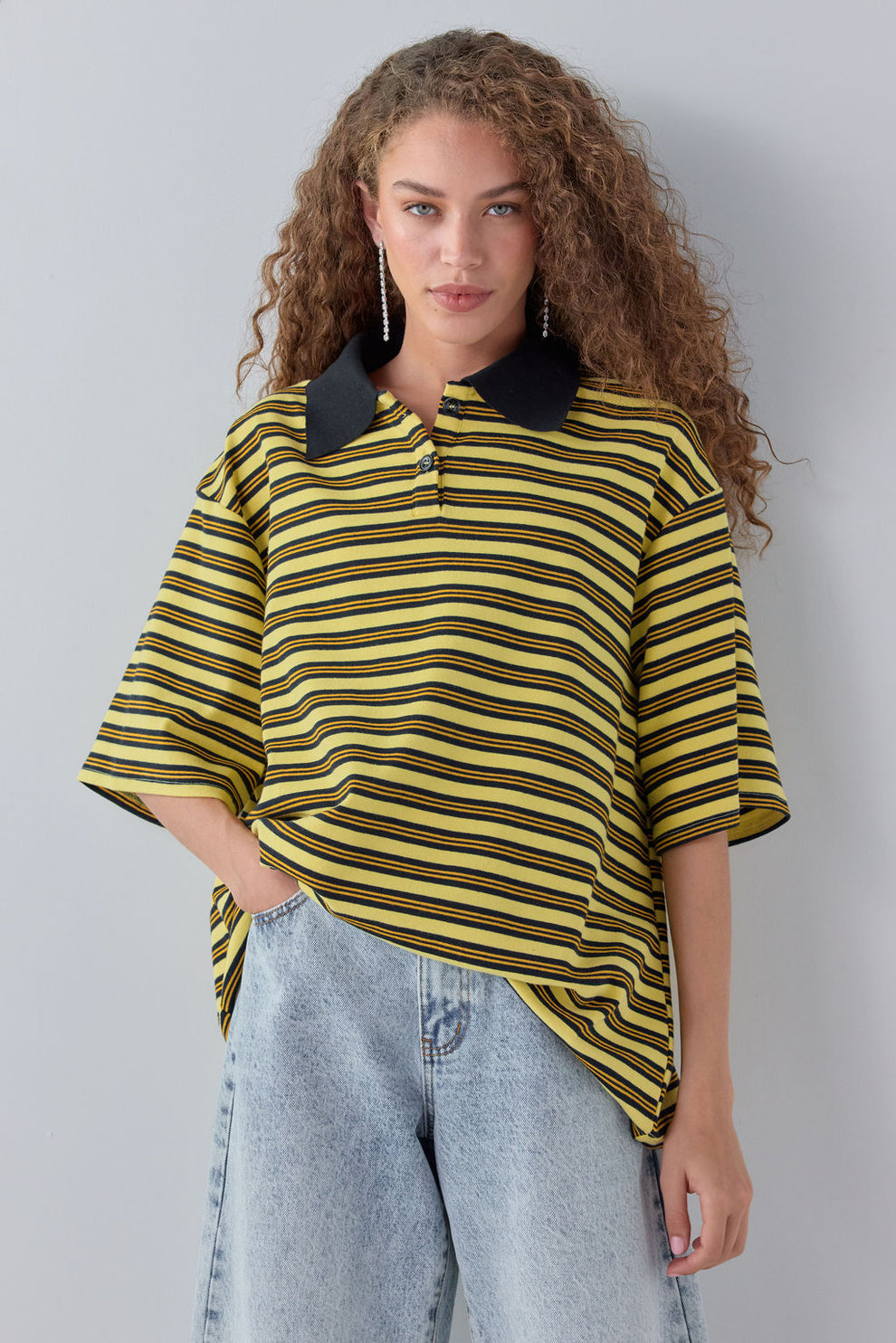 Kinsley Short Sleeve Polo Yellow Stripe