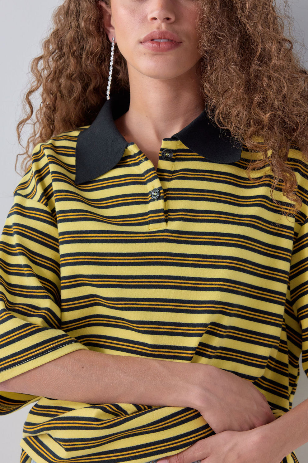 Kinsley Short Sleeve Polo Yellow Stripe