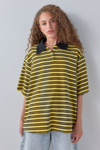 Kinsley Short Sleeve Polo Yellow Stripe