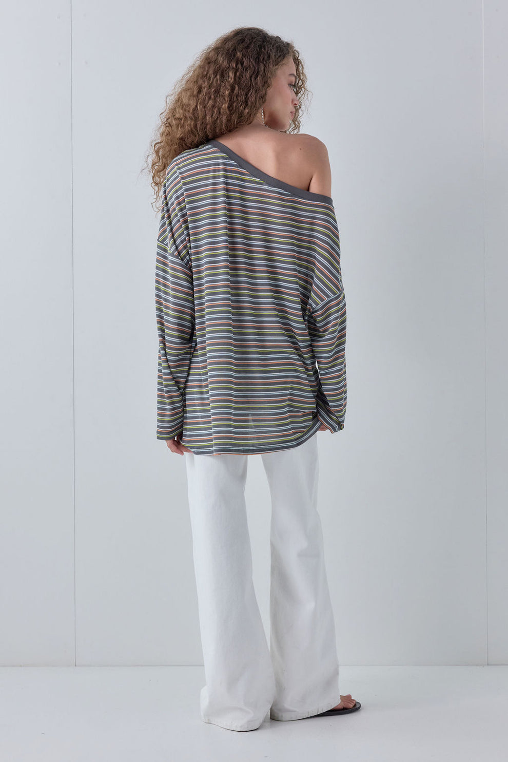 Blake Long Sleeve Tee Charcoal Stripe