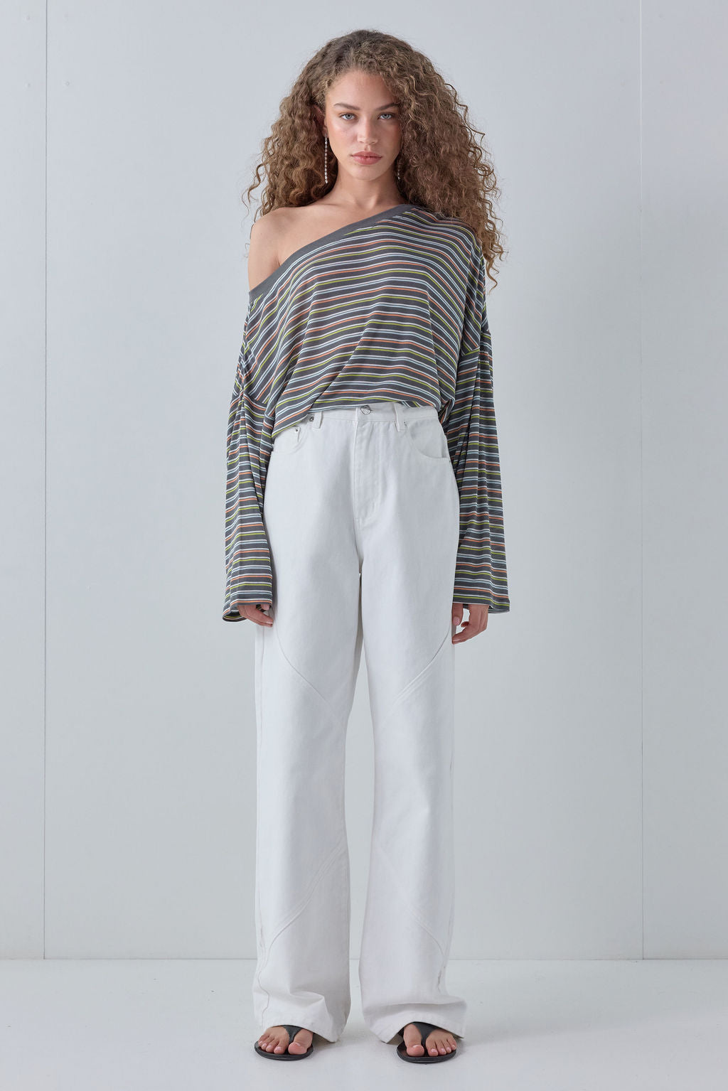 Blake Long Sleeve Tee Charcoal Stripe