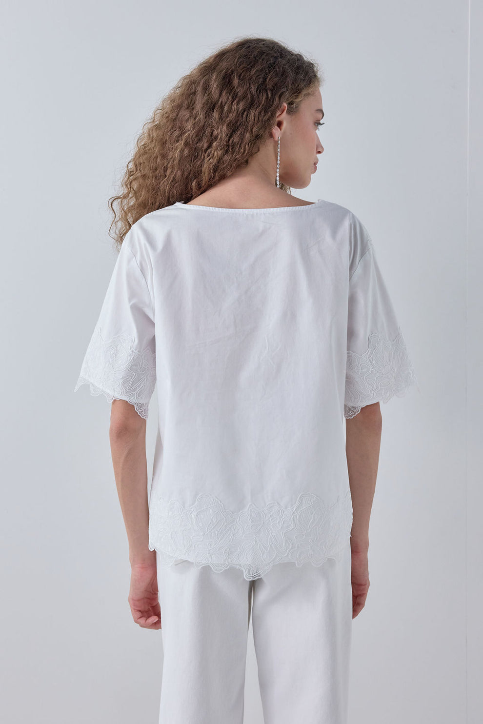 Nomi Lace Trim Top White 