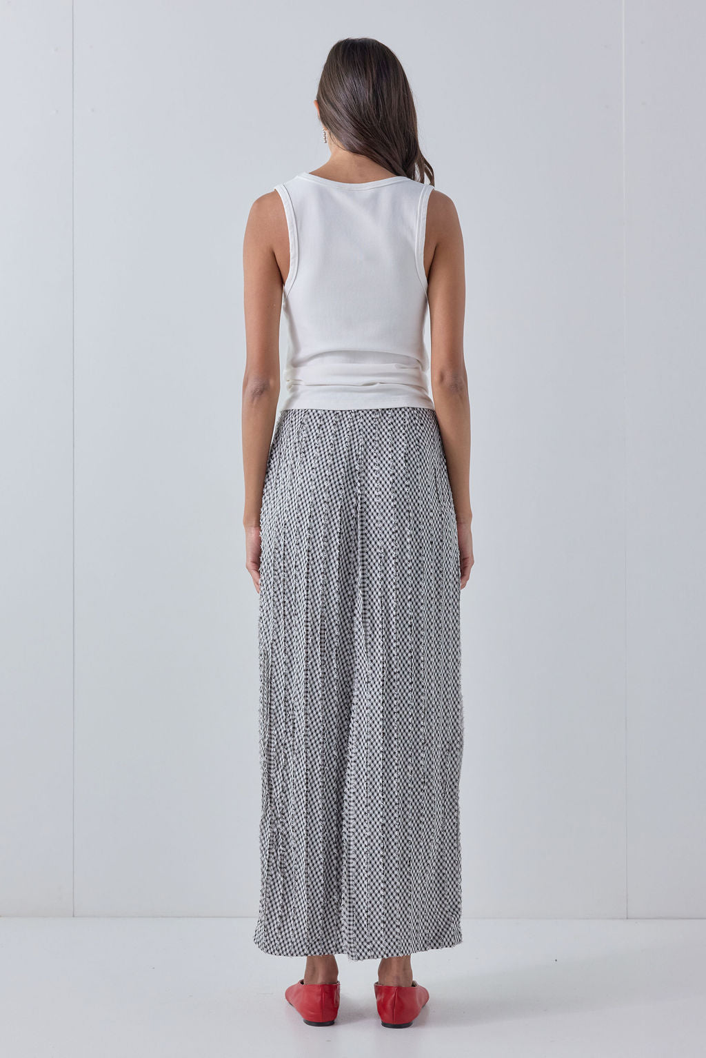 Devyn Midi Skirt Black Check 