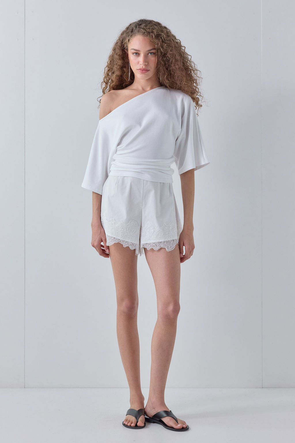 Zyra Lace Trim Shorts White