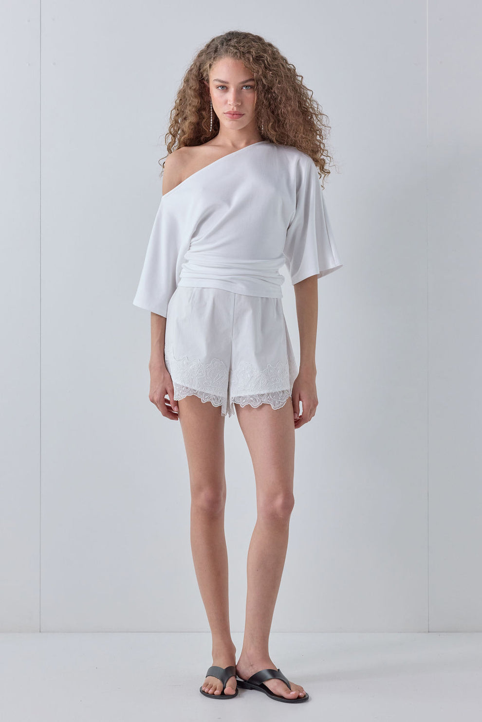 Zyra Lace Trim Shorts White