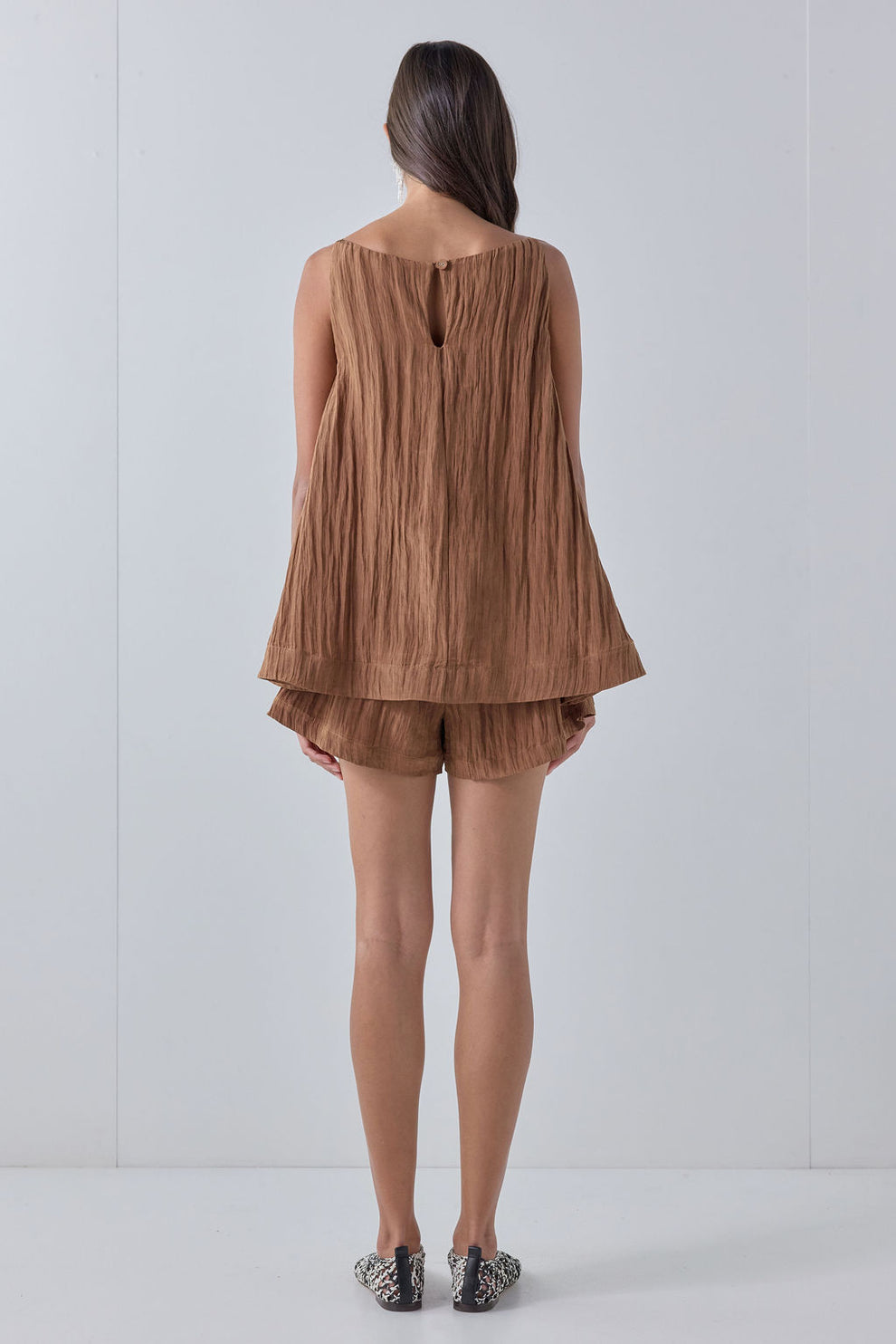 Sylvia Top Brown Crinkle
