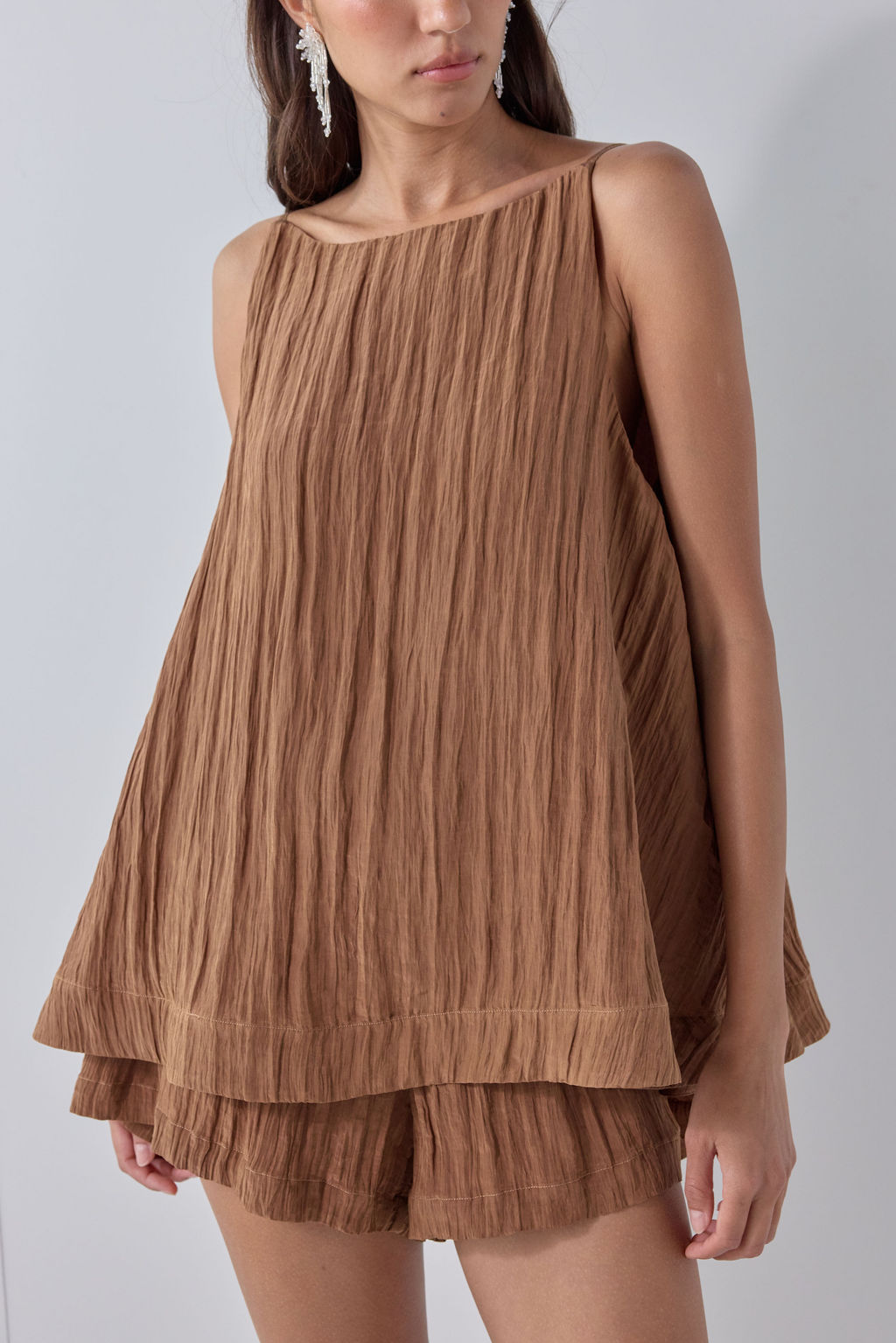 Sylvia Top Brown Crinkle