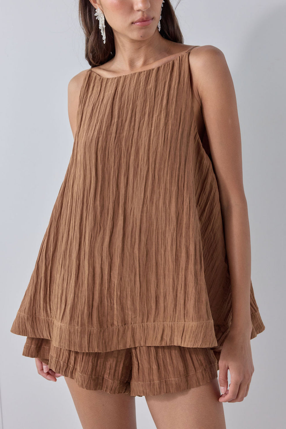Sylvia Top Brown Crinkle