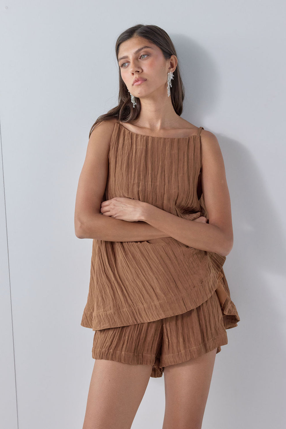 Sylvia Top Brown Crinkle