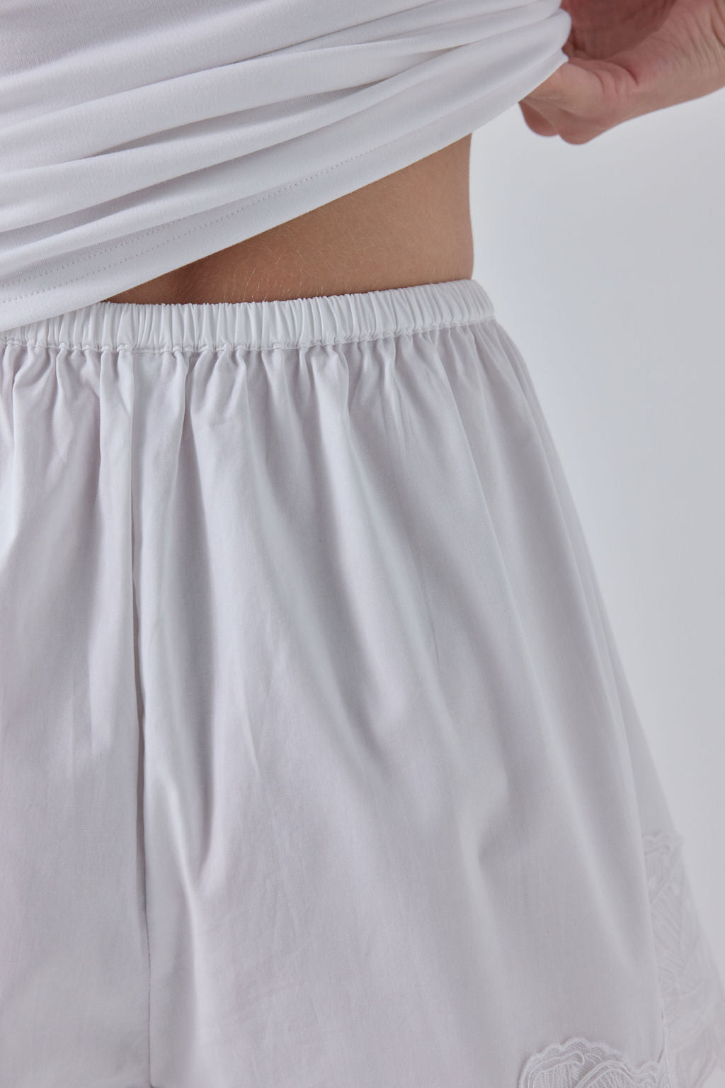 Zyra Lace Trim Shorts White