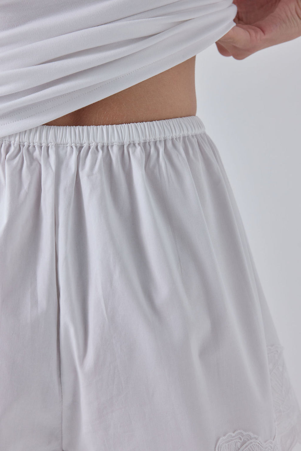 Zyra Lace Trim Shorts White