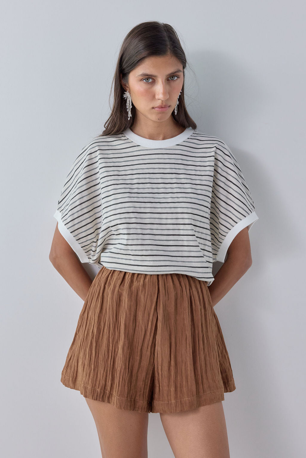 Annika Shorts Brown Crinkle 