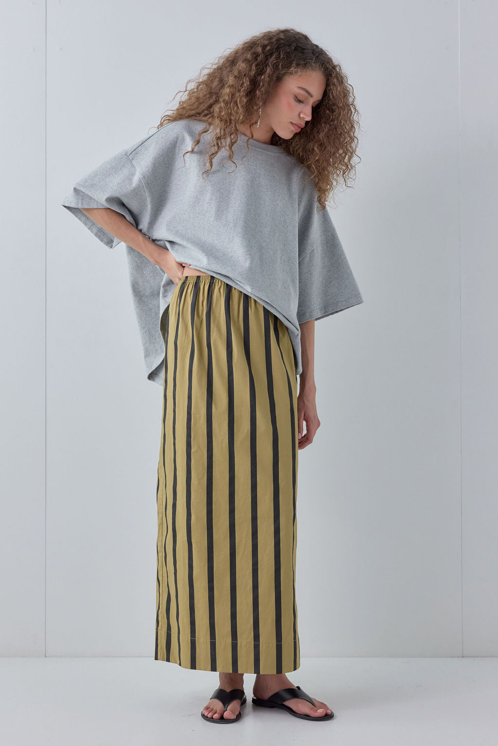 Charlee Midi Skirt Tan Stripe - size:Maria:AU 6 / US 2