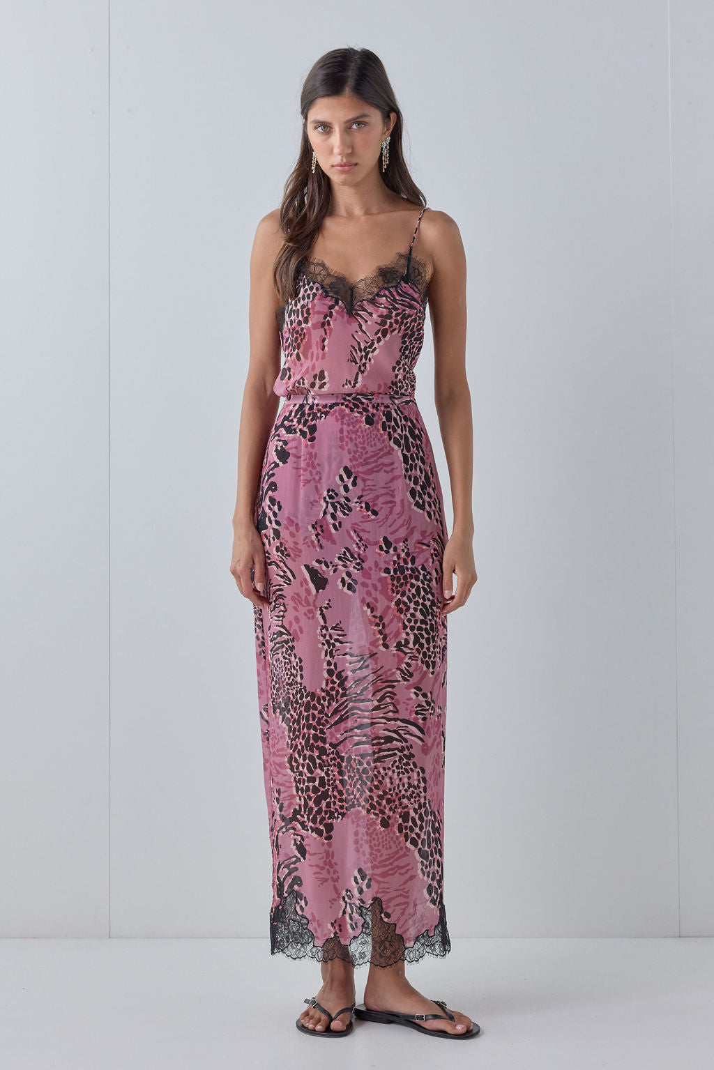 Devyn Sheer Midi Skirt Mauve Leopard  - size:Aida:AU 6 / US 2