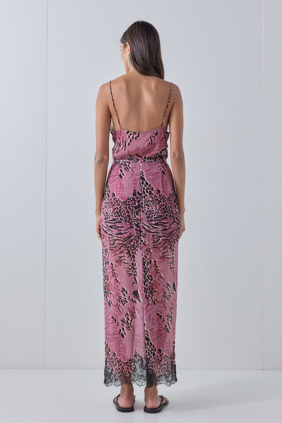 Devyn Sheer Midi Skirt Mauve Leopard