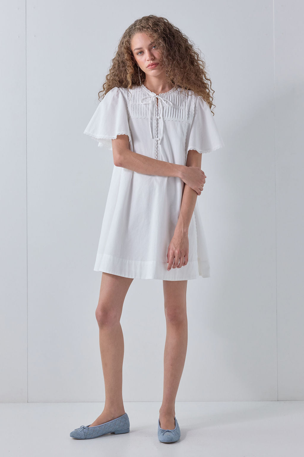 Henriette Smock Mini Dress White