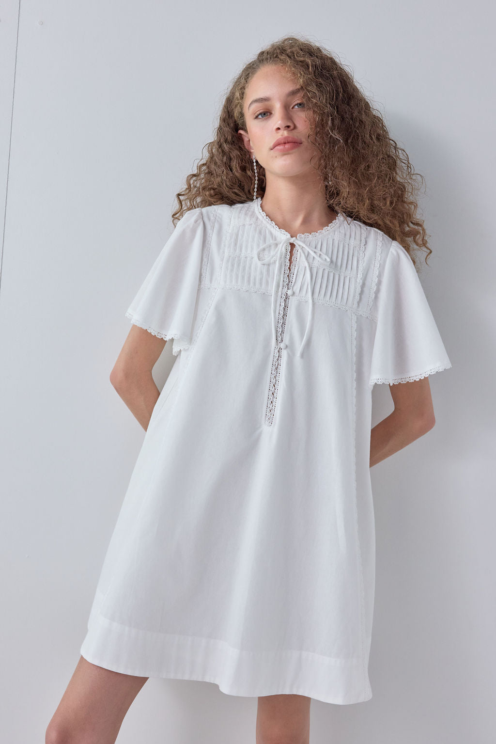 Henriette Smock Mini Dress White